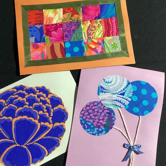 3 handmade blank cards (Kaffe Fassett) #10 - Picture 1 of 4